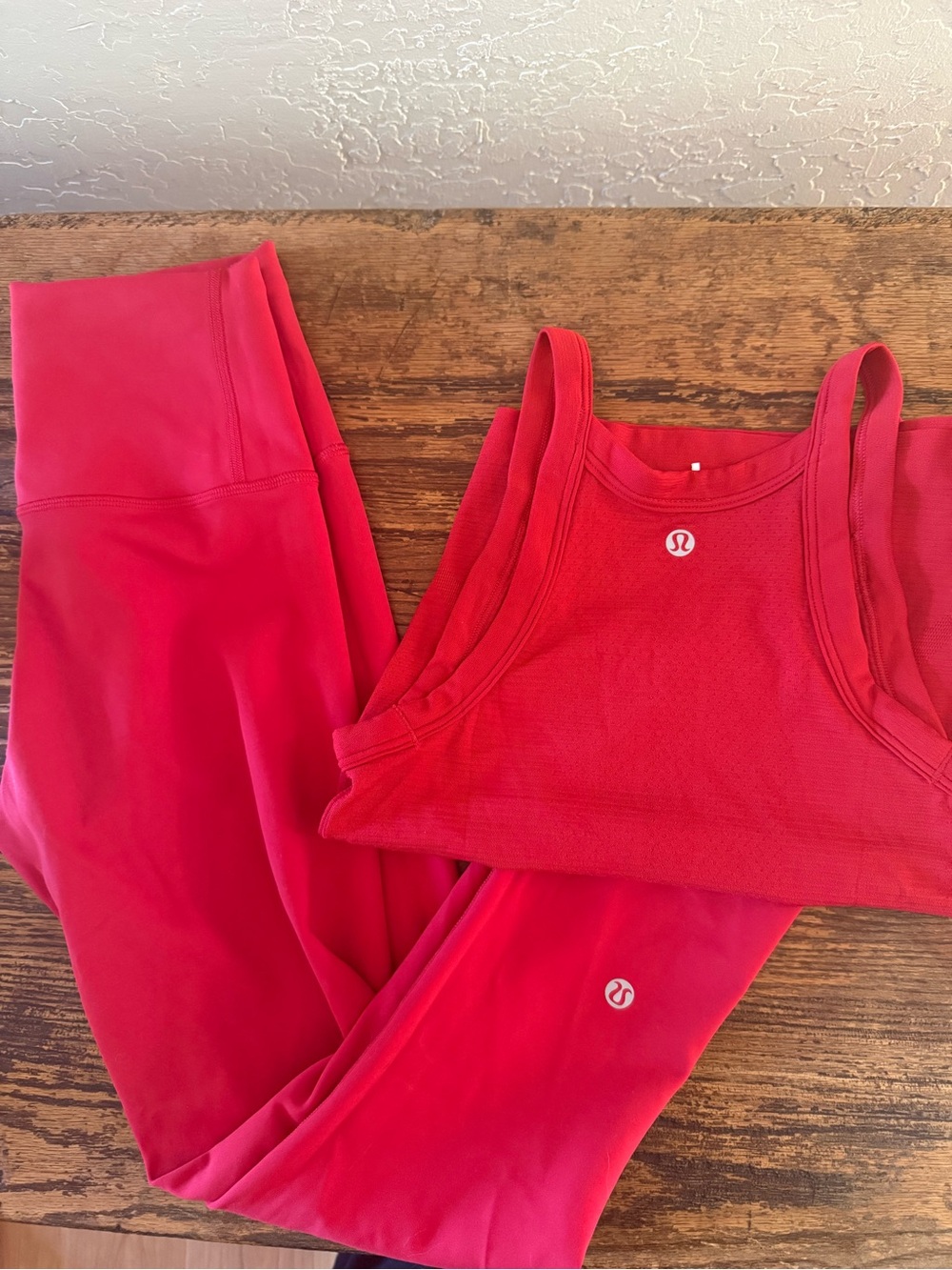 Matching Red Lululemon Set - Wunder Under Leggings & Tank Top - Picture 2 of 7